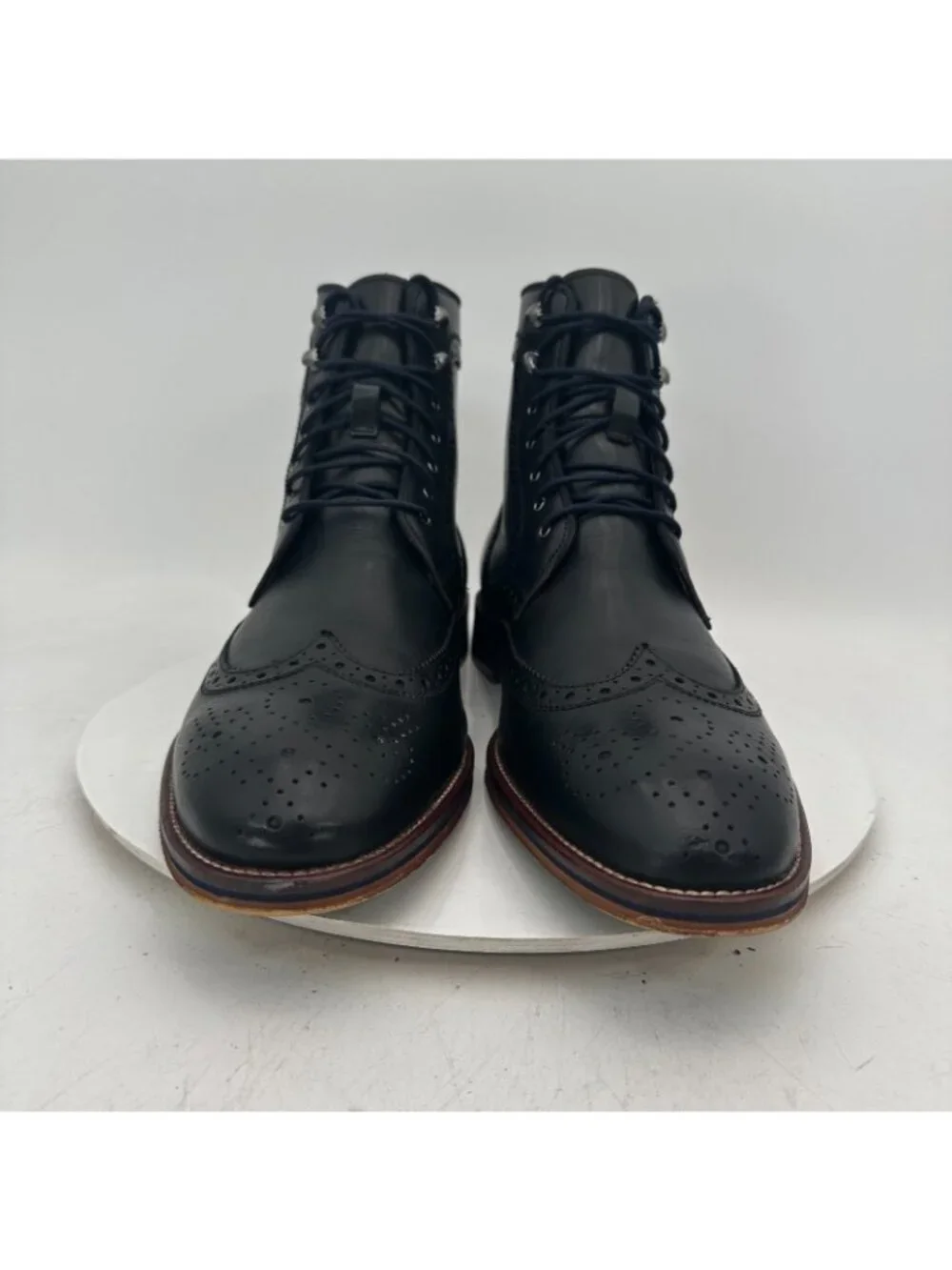Johnston & Murphy Men Size 12M Black Leather Brogue Wingtip Ankle Combat Shoes